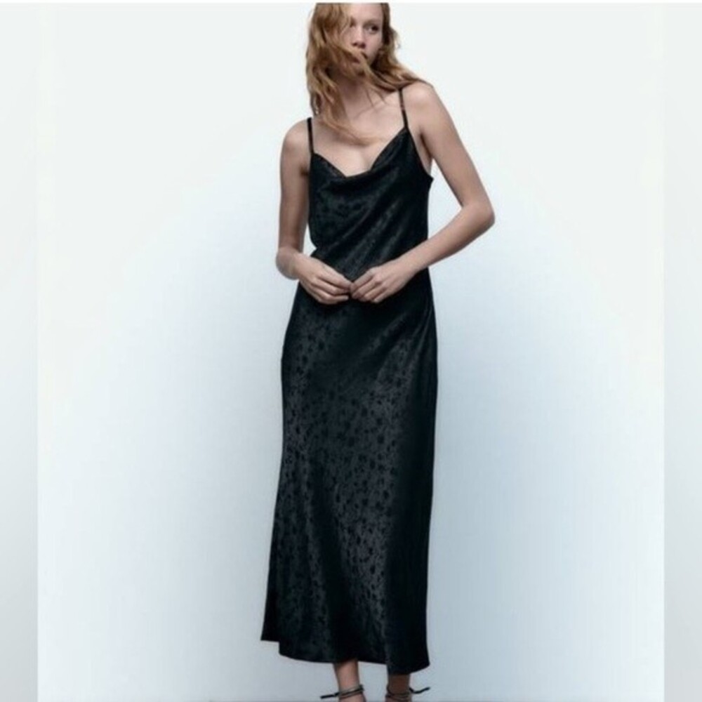 NWT Zara Hunter Green Jacquard Dress XS